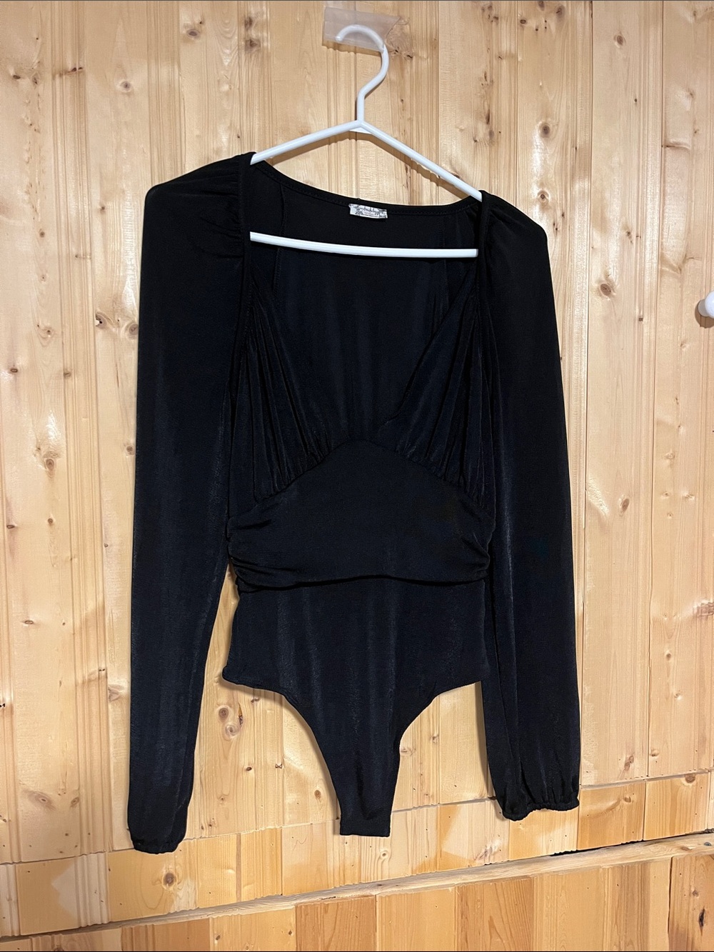 Free People Black Long Sleeve Bodysuit